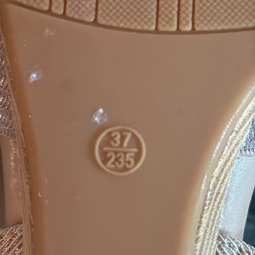 XIANGLV Women’s SZ 6 Sparkly Pale Pink Braided Stretch Strap Wedge Heel Sandals - Picture 5 of 12